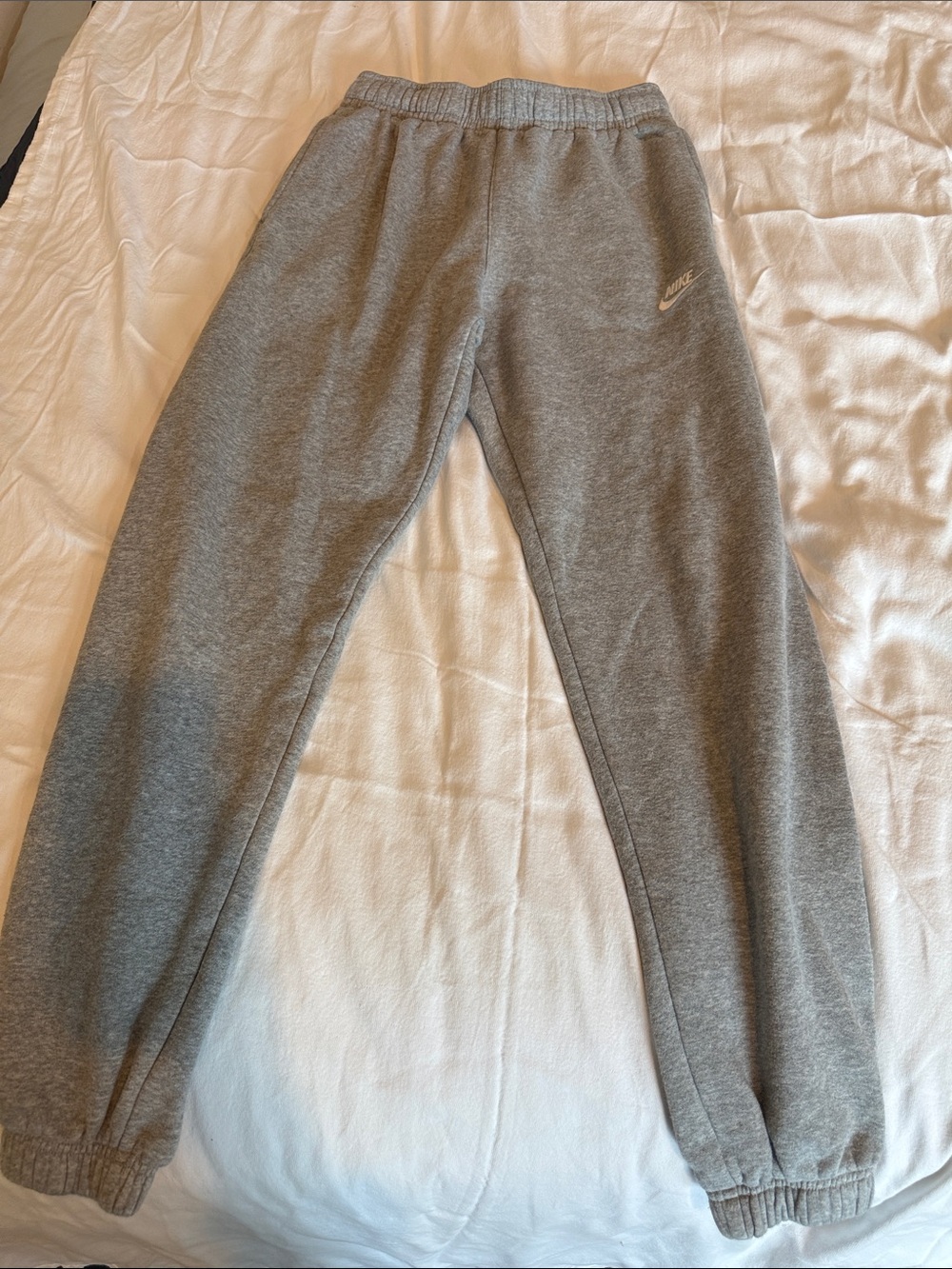 Nike Grey Kids Fleece Joggers with White Logo